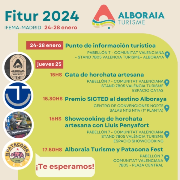 La horchata artesana y el Patacona Fest protagonistas en Fitur 2024
